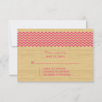 Pink Rustic Chevron Response Card
