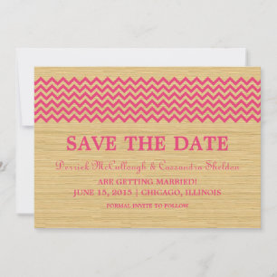 Pink Rustic Chevron Save the Date Invite