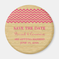 Pink Rustic Chevron Save the Date Magnet