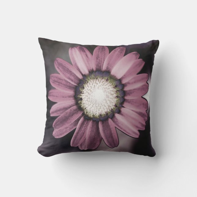 Pink Rustic Daisy Throw Pillow (Front)