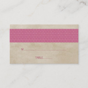 Pink Rustic Damask Wedding Place Card