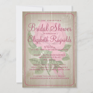 Pink Rustic Floral Bridal Shower Invitations