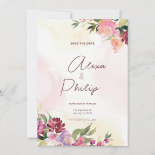 Pink Rustic Flower Wedding Invitation