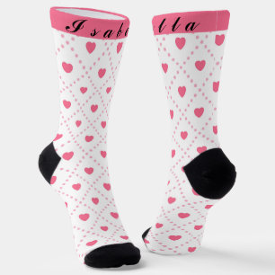 Pink Rustic Heart Valentines Day Collection Socks