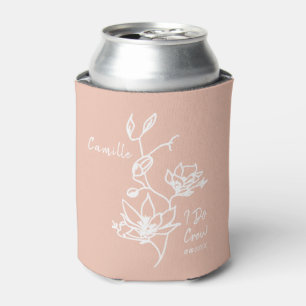 Pink Rustic I Do Crew Bridesmaid Bridal Party Can Cooler