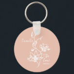 Pink Rustic I Do Crew Bridesmaid Bridal Party Can  Key Ring<br><div class="desc">Botanical floral against a colourful rustic blush pink makes a standout bridesmaid gift for your bridal party.  Easily customise with name and event date of choice.  Gift keepsake for the bachelorette party,  bridal party,  maid of honour,  and more.</div>