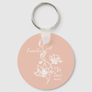 Pink Rustic I Do Crew Bridesmaid Bridal Party Can Key Ring
