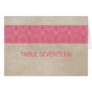 Pink Rustic Lace Table Number Card