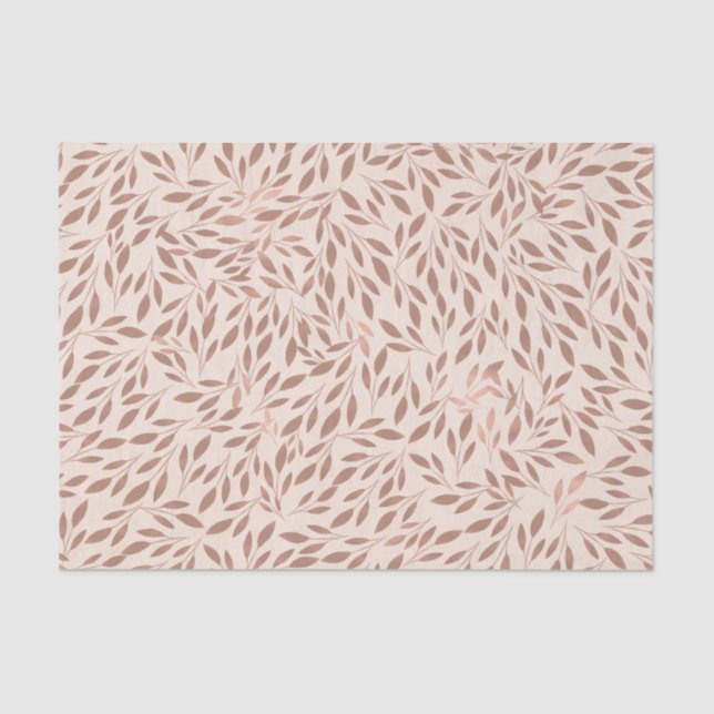 Pink Rustic Leaves Botanical Glam Bridal Shower Tissue Paper (Front)