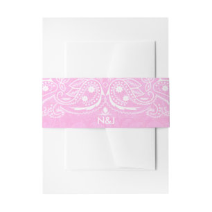 Pink Rustic Paisley Country Western Wedding Invitation Belly Band