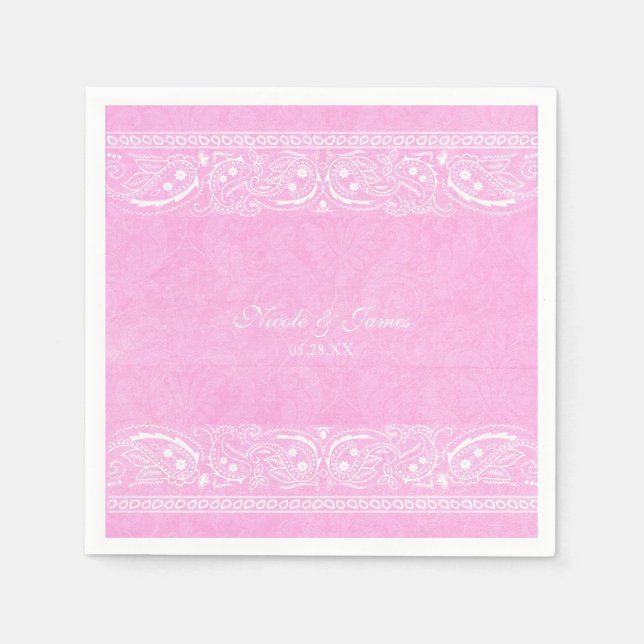 Pink Rustic Paisley Country Western Wedding Napkin (Front)