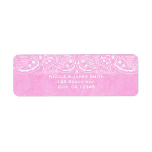 Pink Rustic Paisley Country Western Wedding Return Address Label