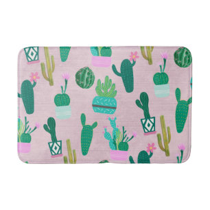 Pink Rustic Southwestern Cacti Cactus Plants Bath Mat