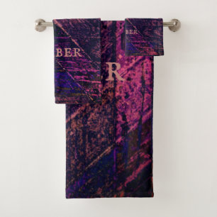 Pink Rustic Traditional Wood Print Personalised Ba Bath Towel Set