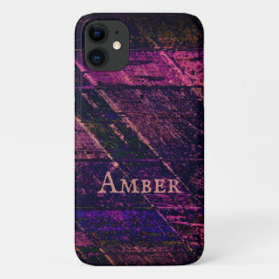 Pink Rustic Traditional Wood Print Personalised iPhone 11 Case