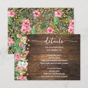 Pink Rustic Wild Safari Animals Baby Shower Detail Enclosure Card