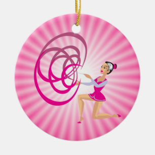 Pink Rythmic Gymnastics Ribbon Ceramic Tree Decoration