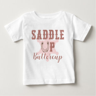 Pink Saddle Up Country Western Birthday Baby T-Shirt