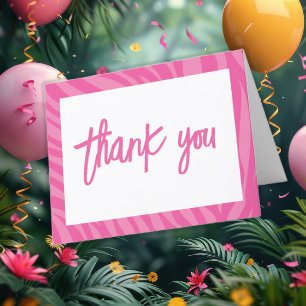 Pink Safari Jungle Calling All Party Animals Thank You Card