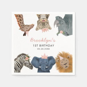 Pink Safari Theme Birthday Party Kids Napkin