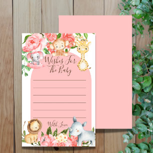 Pink Safari Theme Wishes For The Baby Shower Game
