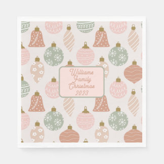 Pink Sage Boho Ornaments Personalised Christmas Napkin