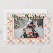 Pink Sage Boho Ornaments Photo Template Card