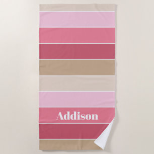 Pink Sage Custom Summer Colour Block Stripes Beach Towel