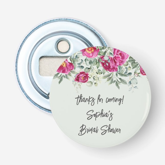 Pink Sage Flowers Floral Shower Favours Bottle Opener (Front)