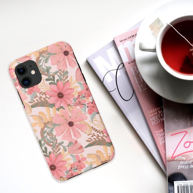 Pink Sage Green Floral Leaves Watercolor Pattern Case-Mate iPhone Case (Creator Uploaded)