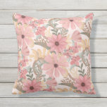 Pink Sage Green Floral Leaves Watercolor Pattern Cushion<br><div class="desc">This elegant and feminine pattern is perfect for the stylish and trendy woman. It features hand-painted watercolor coral pink, medium pink, chestnut brown, golden yellow, and forest green flowers and leaves on top of a blush pink background. It's country, pretty, cute, unique, artsy, and modern; the perfect complement to your...</div>