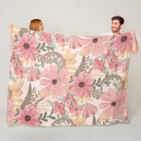 Pink Sage Green Floral Leaves Watercolor Pattern