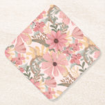 Pink Sage Green Floral Leaves Watercolor Pattern Paper Coaster<br><div class="desc">This elegant and feminine pattern is perfect for the stylish and trendy woman. It features hand-painted watercolor coral pink, medium pink, chestnut brown, golden yellow, and forest green flowers and leaves on top of a blush pink background. It's country, pretty, cute, unique, artsy, and modern; the perfect complement to your...</div>