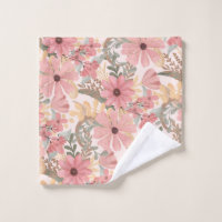 Pink Sage Green Floral Leaves Watercolor Pattern