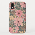 Pink Sage Green Flowers Leave Watercolor Pattern iPhone XR Case<br><div class="desc">This elegant and feminine pattern is perfect for the stylish and trendy woman. It features hand-painted watercolor coral pink, medium pink, chestnut brown, golden yellow, and forest green flowers and leaves on top of a sage green background. It's country, pretty, cute, unique, artsy, and modern; the perfect complement to your...</div>
