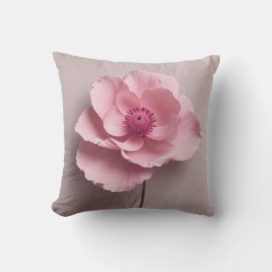 Pink Sage Green Flowers Leave Watercolor Pattern Cushion