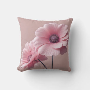 Pink Sage Green Flowers Leave Watercolor Pattern Cushion