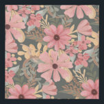 Pink Sage Green Flowers Leave Watercolor Pattern Faux Canvas Print<br><div class="desc">This elegant and feminine pattern is perfect for the stylish and trendy woman. It features hand-painted watercolor coral pink, medium pink, chestnut brown, golden yellow, and forest green flowers and leaves on top of a sage green background. It's country, pretty, cute, unique, artsy, and modern; the perfect complement to your...</div>