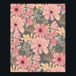 Pink Sage Green Flowers Leave Watercolor Pattern Poster<br><div class="desc">This elegant and feminine pattern is perfect for the stylish and trendy woman. It features hand-painted watercolor coral pink, medium pink, chestnut brown, golden yellow, and forest green flowers and leaves on top of a sage green background. It's country, pretty, cute, unique, artsy, and modern; the perfect complement to your...</div>