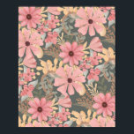 Pink Sage Green Flowers Leave Watercolor Pattern Poster<br><div class="desc">This elegant and feminine pattern is perfect for the stylish and trendy woman. It features hand-painted watercolor coral pink, medium pink, chestnut brown, golden yellow, and forest green flowers and leaves on top of a sage green background. It's country, pretty, cute, unique, artsy, and modern; the perfect complement to your...</div>