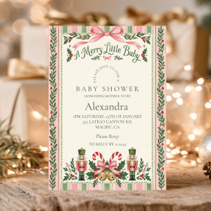 Pink Sage Merry Little Baby Shower Invitation