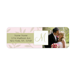 Pink Sage Monogram Photo Wedding Address Labels