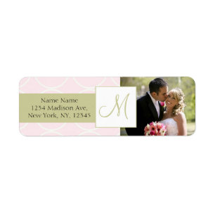 Pink Sage Monogram Photo Wedding Address Labels