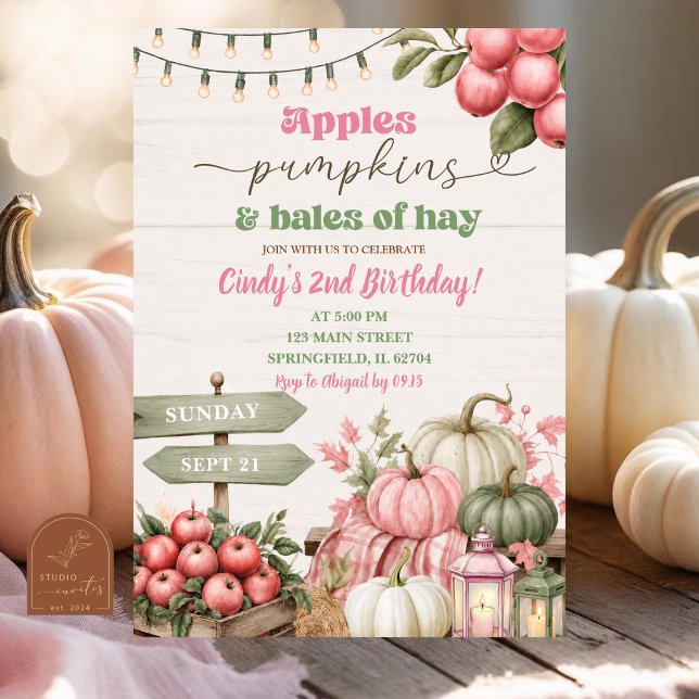  Pink Sage Rustic Fall Birthday Invitation (Creator Uploaded)