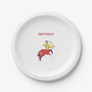 Pink Sagittarius, zodiac, star sign Paper Plate