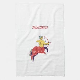 Pink Sagittarius, zodiac, star sign Tea Towel