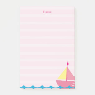 Pink Sail Boat Post it Notes