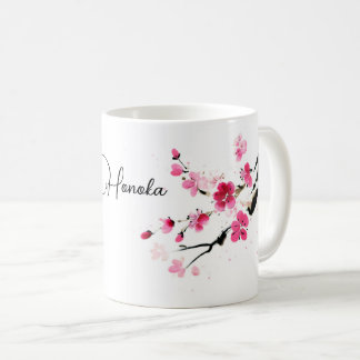 Pink Sakura bloom sumi-e art Coffee Mug