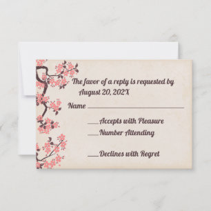 Pink Sakura Blossoms RSVP Cards