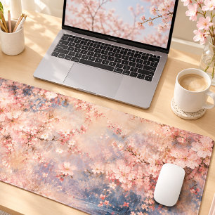 pink sakura Cherry Blossom romantic dreamy Desk Mat
